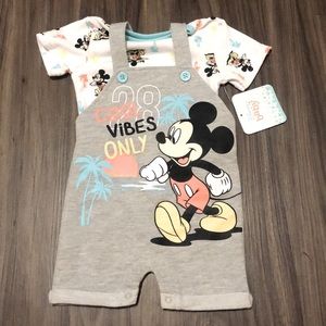 3-6M T-shirt Overall Mickey Mouse Matching Set